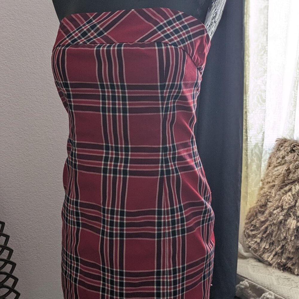 TOMMY HILFIGER Strapless Plaid Dress